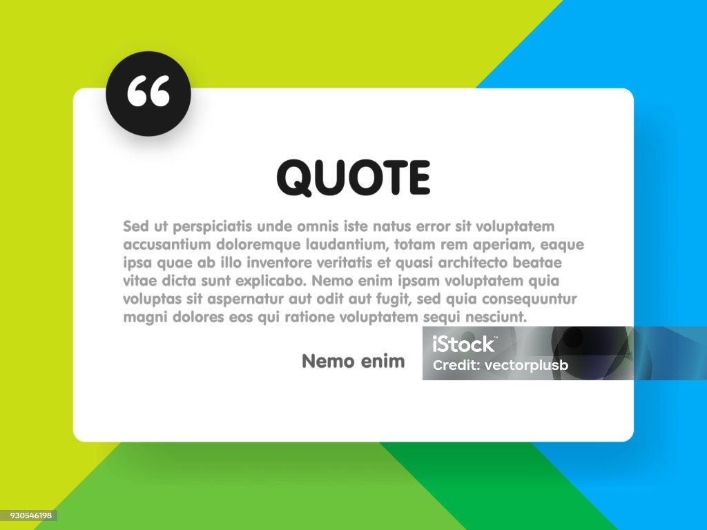 Material design style background and quote rectangle with sample text information vector illustration template Material design style background and quote rectangle with sample text information vector illustration template. Speech Bubble stock vector