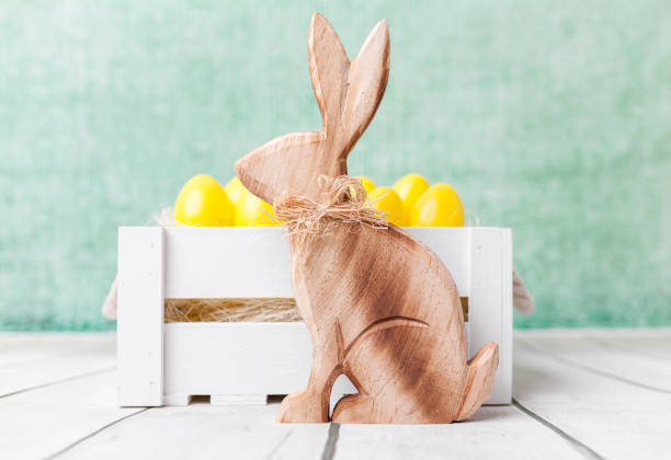 istock Easter holiday basket with a bunny and eggs 930546742