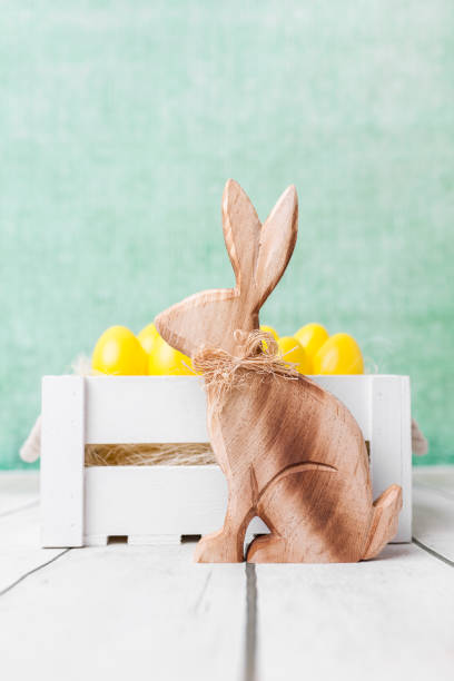 istock Easter holiday basket with a bunny and eggs 930549160