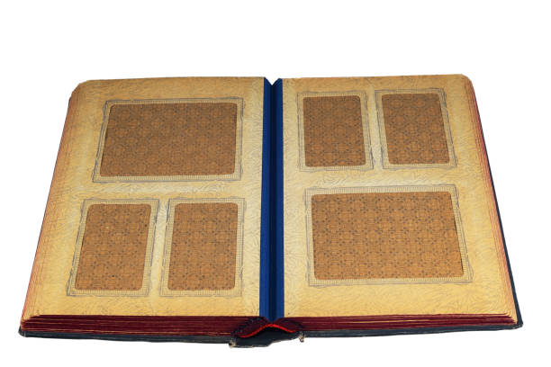 istock opened old vintage photo album on white background 930555416