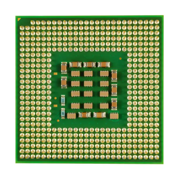 Photo of Main processor of desktop computer close-up isolated on white background