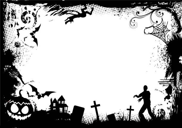 halloween obramowanie ramki - frame grunge halloween backgrounds stock illustrations