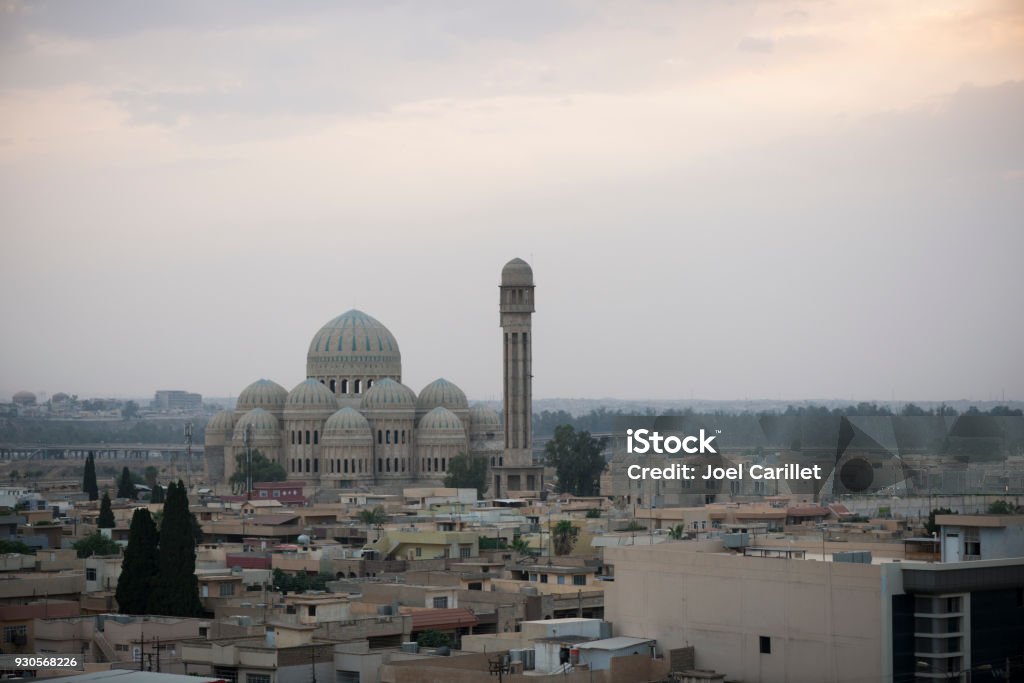 Grand Mosque in Mosul, Iraq View of the Grand Mosque of Mosul, Iraq at dusk on May 23, 2017 Iraq Stock Photo