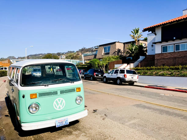 La Jolla, USA - January 04, 2018: Volkswagen bus parked on La Jolla street.