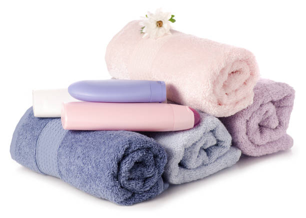 istock A stack set towels plastic bottle with cosmetic  cream lotion gel for body flower 930571150