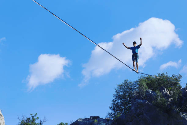 istock Walk a line in the sky.Turkish Highline Carnival in Antalya. 930574432