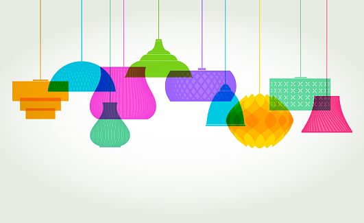 Colourful overlapping silhouettes of Lamp or light Shades