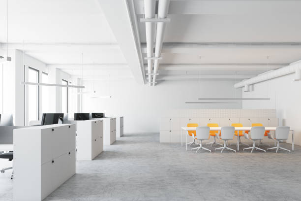istock White meeting room, yellow chairs, office 930582144
