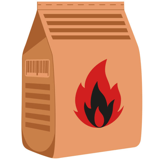 illustrazioni stock, clip art, cartoni animati e icone di tendenza di borsa a carbone colorato per cartoni animati - campfire coal burning flame