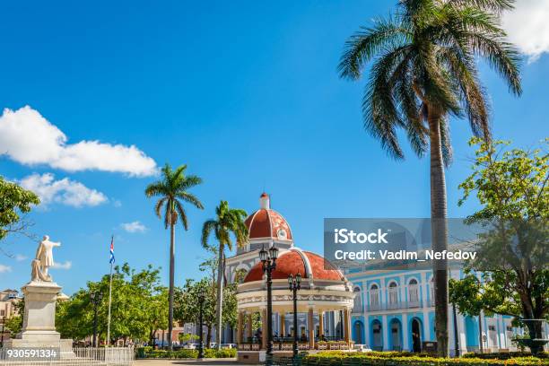 Cienfuegos Jose Marti Central Park With Palms And Historical Buildings Cienfuegos Province Cuba Stock Photo - Download Image Now