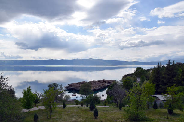 Ohrid Lake, Macedonia - May 2017: Bay of Bones on Ohrid Lake. Macedonia.