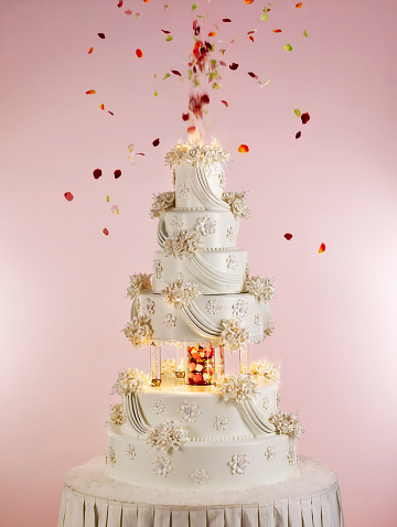 Huge wedding cake in white background