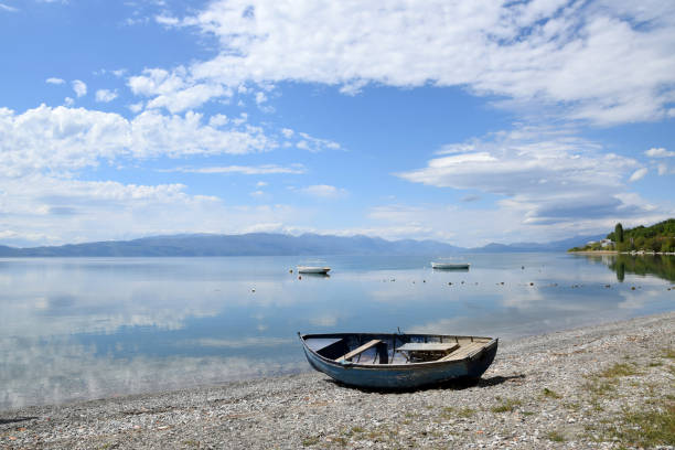 istock Old boat on lake beach. Ohrid Lake, Macedonia. 930608476