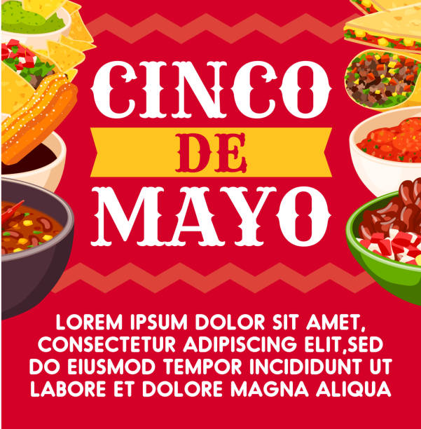 мексиканский синко де майо вектор празднования пищи - mayo stock illustrations