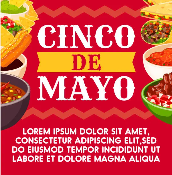 Vector illustration of Mexican Cinco de Mayo vector celebration food