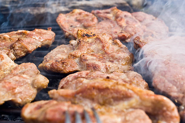 meat and smoke stock photo