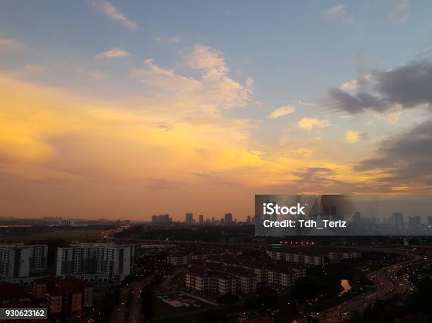 Sunset Over Cityscape Stock Photo - Download Image Now - Malaysia, Johor Bahru, Above