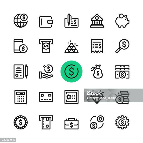 Money Banking Line Icons Set Modern Graphic Design Concepts Simple Outline Elements Collection 32x32 Px Pixel Perfect Vector Line Icons Stock Illustration - Download Image Now