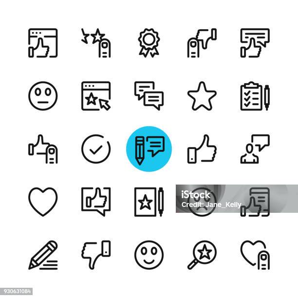 Testimonials Feedback Customer Satisfaction Recommend Review Line Icons Set Modern Graphic Design Concepts Simple Outline Elements Collection 32x32 Px Pixel Perfect Vector Line Icons Stock Illustration - Download Image Now