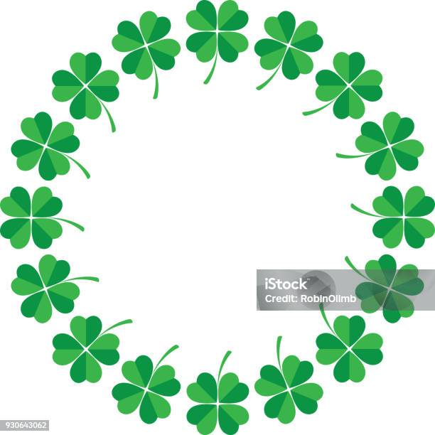 Four Leaf Clover Circle Frame Stock Illustration - Download Image Now - Clover, Circle, St. Patrick's Day