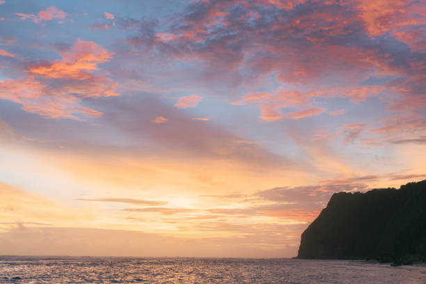 Scenic landscape view of Indian  ocean at sunset, Bali, Indonesia