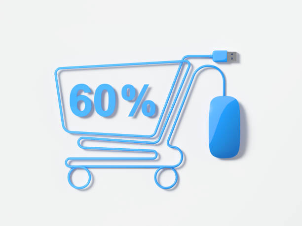 istock Blue Mouse Cable Forming A Shopping Cart Symbol On White Background 930647998