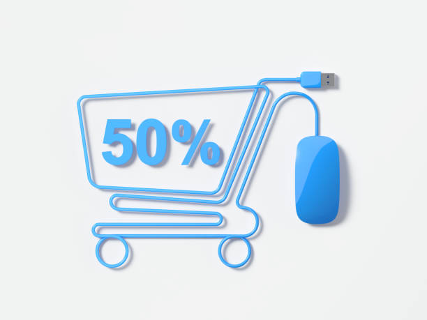 istock Blue Mouse Cable Forming A Shopping Cart Symbol On White Background 930648054