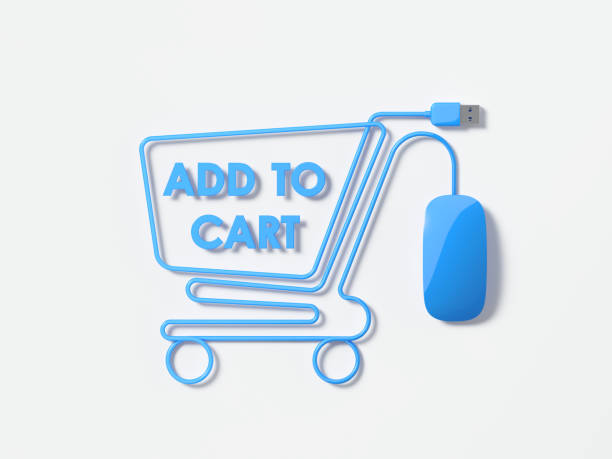 istock Blue Mouse Cable Forming A Shopping Cart Symbol On White Background 930648374
