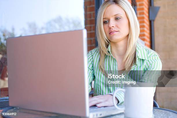 Business Woman Sitting At A Cafe Working Stock Photo - Download Image Now - Adult, Adults Only, Beautiful People