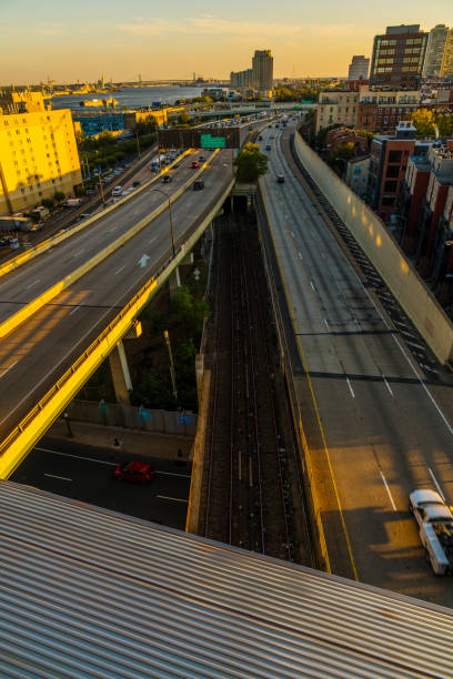 istock Traffic on the Christopher Columbus Boulevard in Philadelphia. The view from Benjamin Franklin Bridge. 930657730