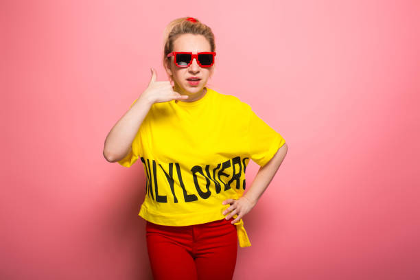 istock Blonde woman in bright clothes 930658072