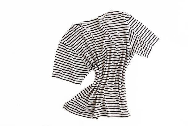 istock Black and white stripped sailor style t shirt isolatedon the white 930658670