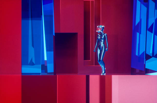 istock Cyborg walking in futuristic city 930665260