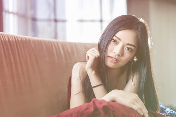 istock Young beautiful asian woman with relax  pose action with blur background 930666300