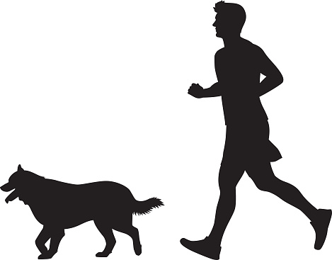 Man Jogging with Dog Silhouette