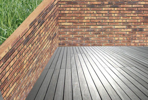 istock Courtyard  Fence by brick walls 930684446