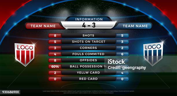 Fußball Anzeigetafel Und Globale Statistiken Broadcast Stock Vektor Art und mehr Bilder von Anzeigetafel