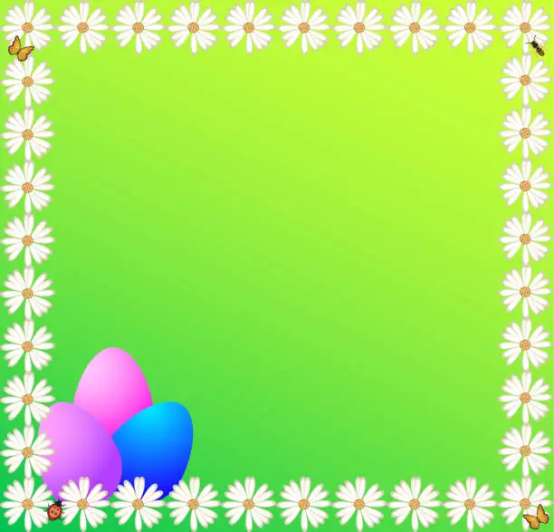 Vector illustration of Easter Eggs Background Green Color Frame Poster Placard Greeting Card Postcard Sign