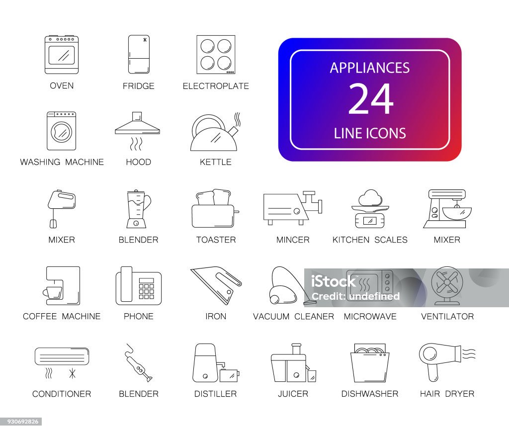 Line icons set. Appliances pack. Line icons set. Appliances pack. Vector illustration Icon Symbol stock vector