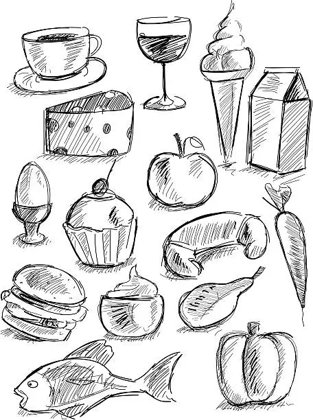 Vector illustration of sketchy food background