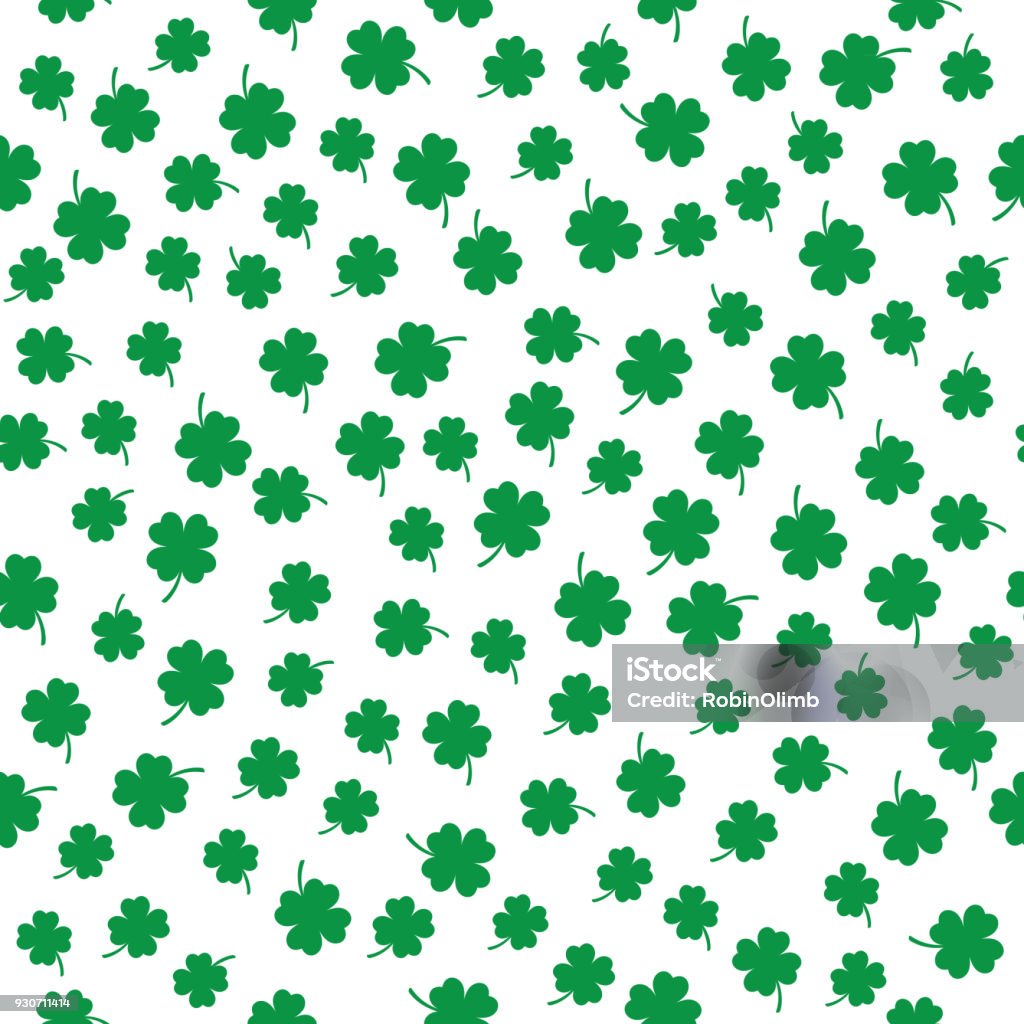 Little Four Leaf Clovers Seamless Pattern Vector seamless pattern of little green four leaf clovers on a white background. Four Leaf Clover stock vector