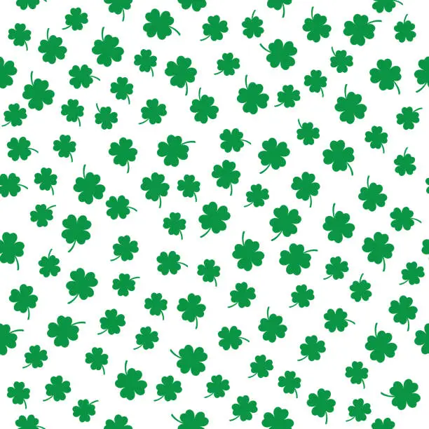 Vector illustration of Little Four Leaf Clovers Seamless Pattern