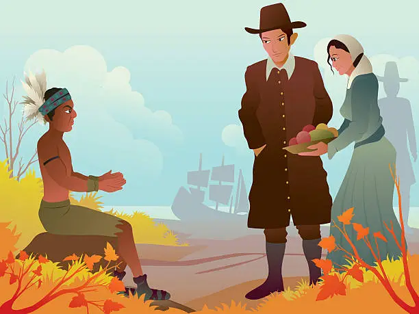 Vector illustration of Pilgrim/Thanksgiving