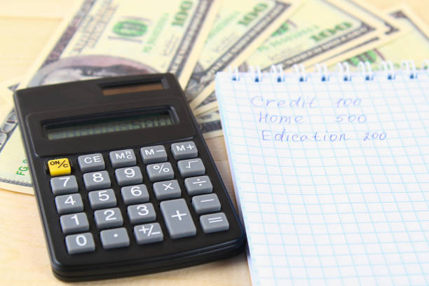 istock Finance concept : The United States hundred-dollar bills , calculator , bills. 930718948