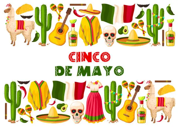 Vector illustration of Cinco de Mayo holiday Mexican vector greeting card
