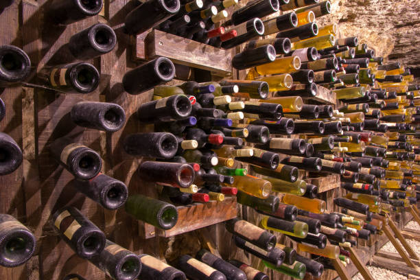 wine bottles stock photo