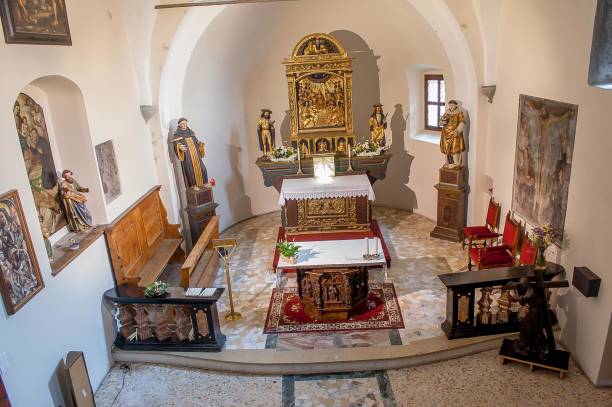 istock Inside the Christian church with wooden statues 930729514