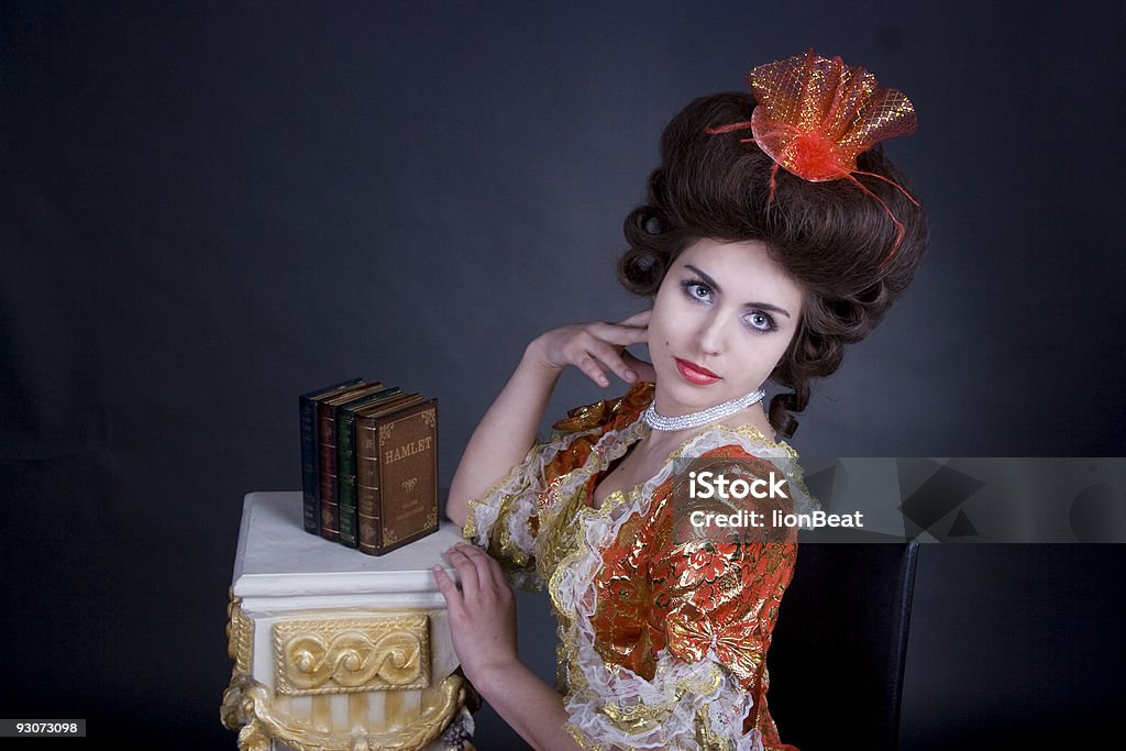 우아하다 portret 있는 여자 - 로열티 프리 바로크 양식 스톡 사진