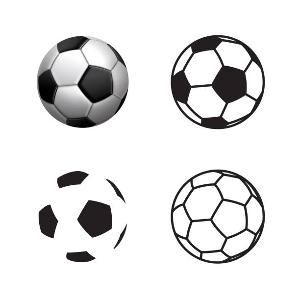futbol topu simgesini, düz stil, 3d stil, tek çizgi stili. futbol topu piktogram. futbol simge vekt ör çizim, eps10. - soccer stock illustrations