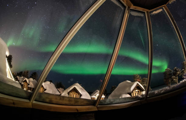 Colorful Aurora Borealis, Finland Colorful Aurora Borealis, Iceland igloo stock pictures, royalty-free photos & images